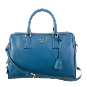 Prada Blue Saffiano Crossbody Zip Closure Bag